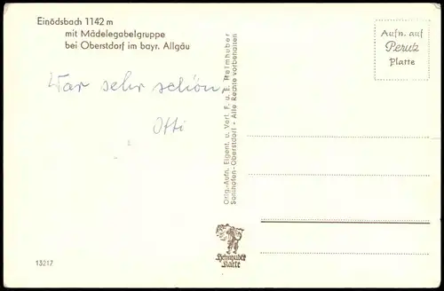 Einödsbach-Oberstdorf (Allgäu) Ortspanorama mit Mädelegabelgruppe 1955