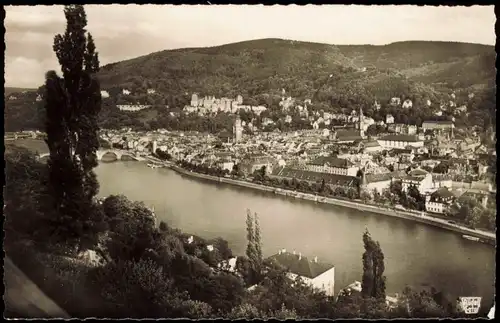 Ansichtskarte Heidelberg Blick vom Philosophenweg Stadt & Neckar 1960