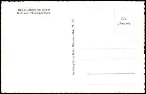 Ansichtskarte Heidelberg Blick vom Philosophenweg Stadt & Neckar 1960