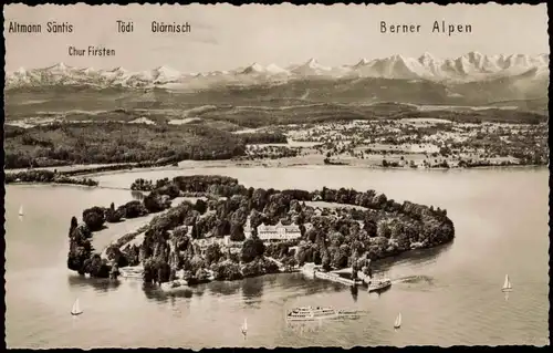 Ansichtskarte Konstanz Luftbild Insel Mainau und See Panorama 1958