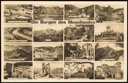 .Rheinland-Pfalz Mehrbildkarte Mosel Burg "Die Burgen des Mosellandes" 1945