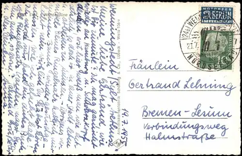 Ansichtskarte Sylt Insel Sylt Strand Düne Wanderdüne 1955