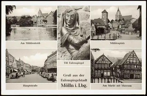 Mölln Schleswig-Holstein  Mühlenteich, Mühlenplatz, Hauptstr. Markt Museum 1954