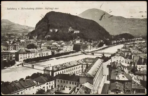 Ansichtskarte Salzburg Salzburg v. Mönchsberg (elektr. Aufzug) aus 1915