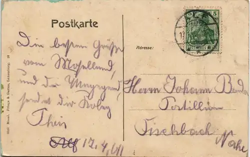 Ansichtskarte Alf (Mosel) Stadt, Rheindampfer 1912