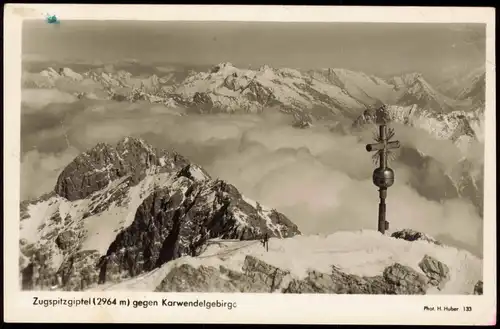 Ansichtskarte Grainau Zugspitze Zugspitzgipfel gegen Karwendelgebirge 1950