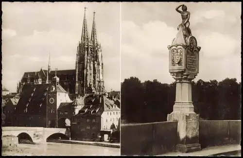 Ansichtskarte Regensburg Dom und Bruckmandl 1960