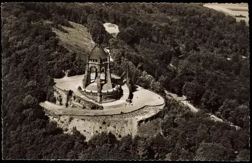 Porta Westfalica Luftaufnahme Kaiser-Wilhelm-Denkmal Wittekindberg 1960