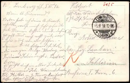 Frankfurt am Main Kaiserstraße Bahnhof 1916  gel. Feldpost Stempel Limburg