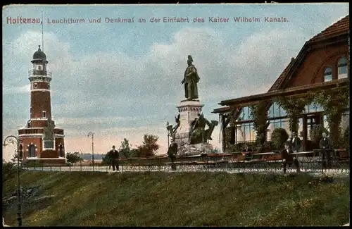 Holtenau-Kiel Holtenå Leuchtturm Denkmal an der Einfahrt Wilhelm Kanals. 1913