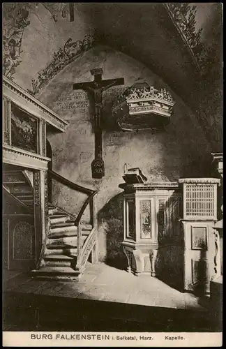Ansichtskarte Falkenstein/Harz Kapelle - innen 1912
