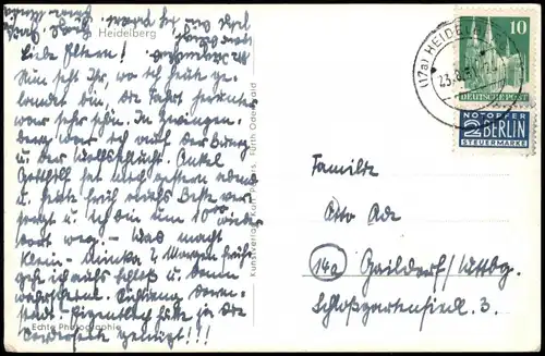 Heidelberg Mehrbildkarte "Feriengrüße für schreibfaule Leute" 1951