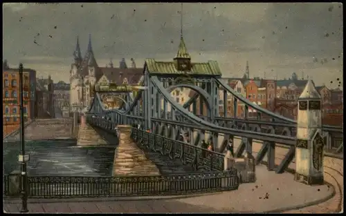 Ansichtskarte Bremen Große Weserbrücke, Künstlerkarte 1925