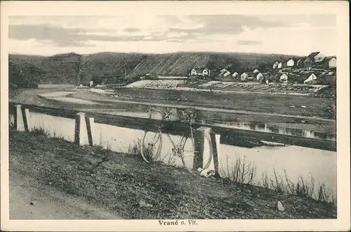 Wrana Vrané nad Vltavou Fernansicht angelehntes Fahrrad am Fluss Ufer 1910/1928