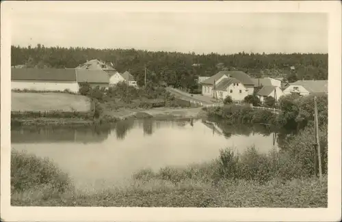 Wosnitz Voznice Blick auf Teich und Wohnhäuser, Wohnstrasse 1950