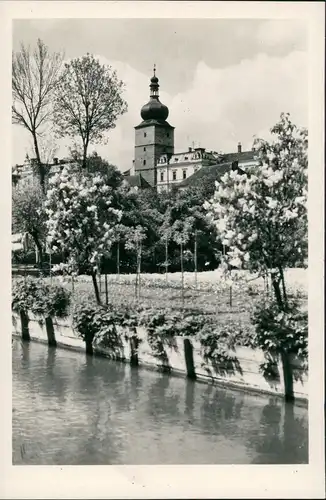 Postcard Hohenmauth Vysoké Mýto Fluss Partie im Frühling 1960