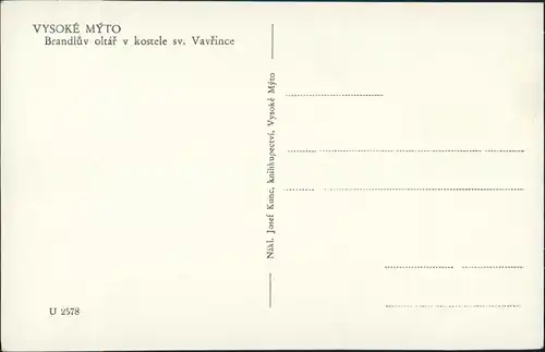 Hohenmauth Vysoké Mýto Brandlův oltář Vavřince/Innen Kirche  Altar Relief 1955