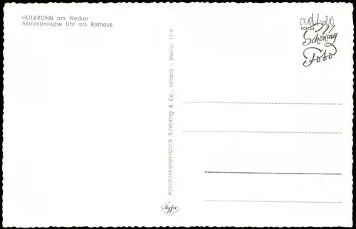 Ansichtskarte Heilbronn Astronomische Uhr am Rathaus 1960