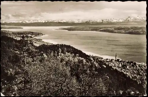 Überlingen Umland-Ansicht; Partie am Höhengasthof Haldenhof, Bodensee 1957