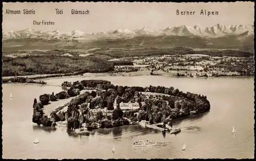 Ansichtskarte Konstanz Insel Mainau im Bodensee aus der Vogelschau-P. 1959