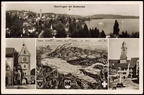 Ansichtskarte Überlingen Mehrbildkarte mit 4 Ortsansichten 1953