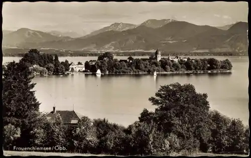 Chiemsee Frauenchiemsee Blick auf Zinnkopf, Watzmann  Rauschberg 1956