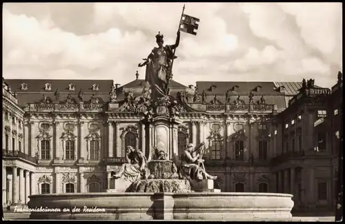Ansichtskarte Würzburg Frankonia-Brunnen an der Residenz 1958