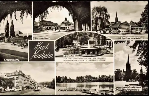 Bad Nauheim Mehrbildkarte mit Sprudelhof, Trinkuranlagen, Parkstrasse uvm. 1960