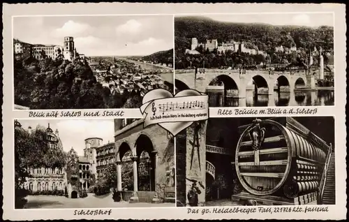 Heidelberg Mehrbildkarte mit Orts-/ Stadtteilansichten u.a. Schloss 1960