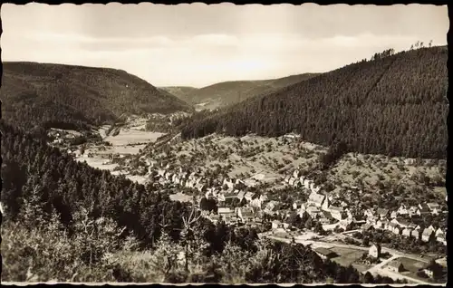 Ansichtskarte Calmbach-Bad Wildbad Panorama Gesamtansicht; Schwarzwald 1960