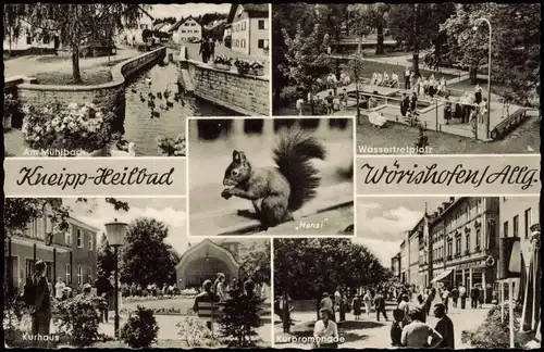 Bad Wörishofen Mehrbild-AK mit Mühlbach, Wassertretplatz 1962
