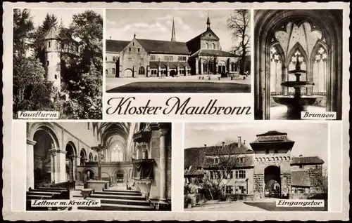 Ansichtskarte Maulbronn Kloster Mehrbildkarte mit 5 Foto-Ansichten 1960