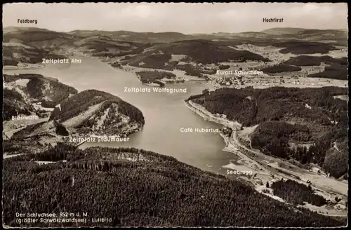 Ansichtskarte Schluchsee Schluchsee und deren Zeltplätze, Luftaufnahme 1958