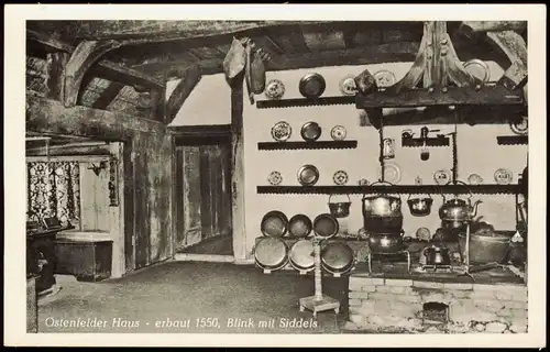 Ostenfeld (Husum) Ostenfelder Haus erbaut 1550, Blink mit Siddels 1950