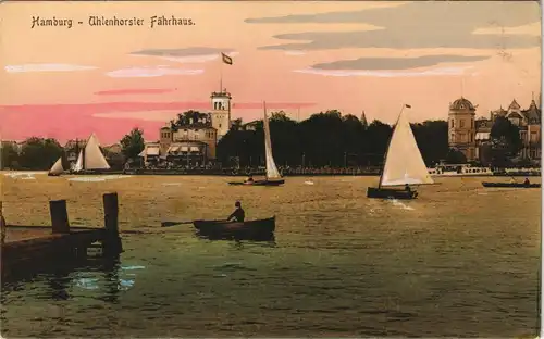 Uhlenhorst-Hamburg Uhlenhorster Fährhaus, intensiv coloriert 1911