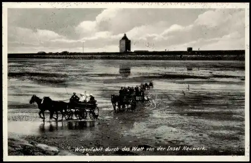 Insel Neuwerk-Hamburg Wagenfahrt durch das Wat von der Insel Neuwerk 1931