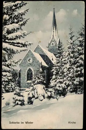 Ansichtskarte Schierke Kirche im Winter 1931