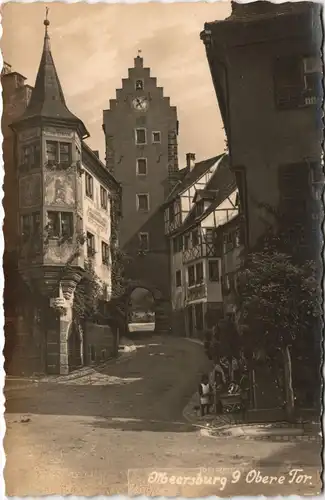 Meersburg Obertor, Straße - bemalte Häuser, Fotokarte 1926 Privatfoto