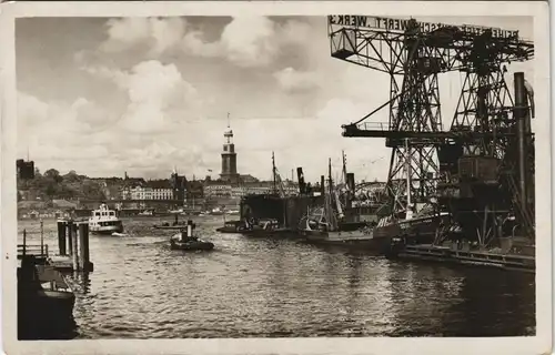 Ansichtskarte Hamburg Hafen, Fährkanal - Hochkran Werk3 1931