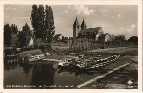 Ansichtskarte Reichenau (Bodensee) Am Fischerhafen in Niederzell 1932