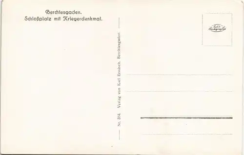 Ansichtskarte Berchtesgaden Schloßplatz mit Kriegerdenkmal. 1932