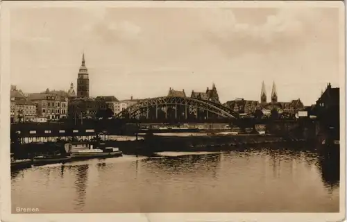 Ansichtskarte Bremen Stadt, Brücke - Anleger, Fotokarte 1929