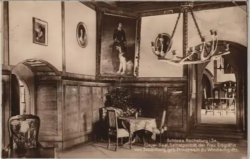 Ansichtskarte Rochsburg-Lunzenau Schloss Rochsburg - Blauer Saal 1926