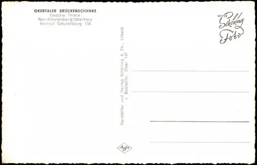 Oker-Goslar OKERTALER BRÜCKENSCHÄNKE Neu-Schulenberg/Oberharz 1960