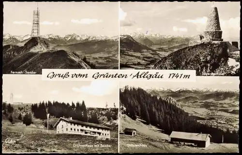 Ansichtskarte .Bayern Gruß vom Grünten Allgäu (Mehrbildkarte 4 Fotos) 1960