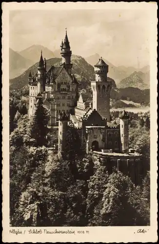 Ansichtskarte Schwangau Allgäu/ Schloß Neuschwanstein 1951