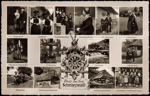 Schwarzwald  Trachten und Häuser im Schwarzwald (Mehrbildkarte div. Orte) 1957