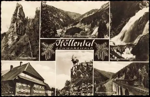 Hirschsprung-Breitnau Mehrbild-AK Schwarzwald, Ravenna Wasserfall,   1959