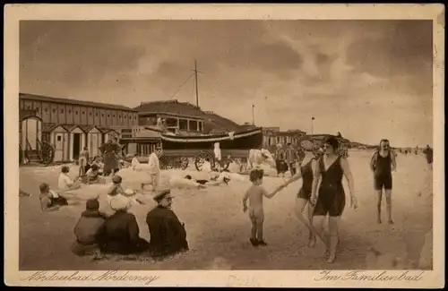 Ansichtskarte Norderney Strandleben, Mode, Schiff und ANLAGEN 1922