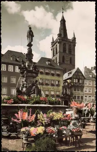 Ansichtskarte Trier Petrusbrunnen mit St. Gangolph 1965